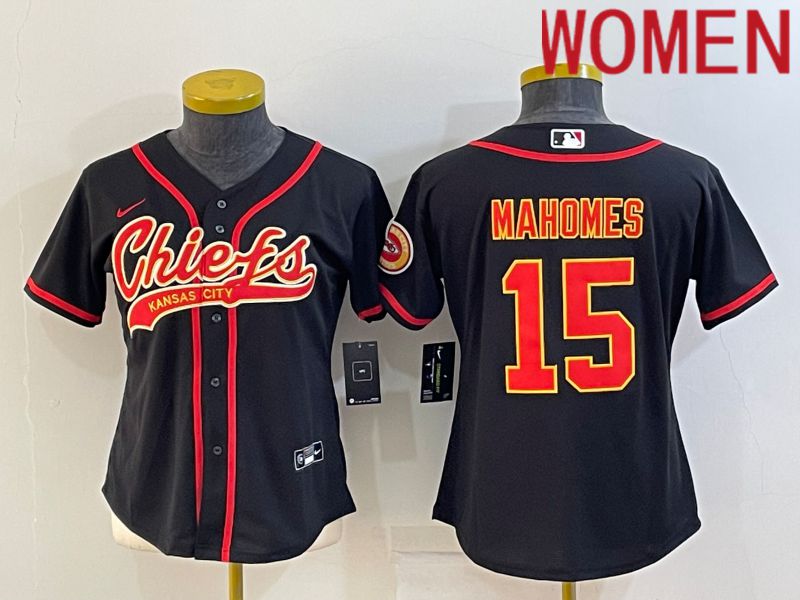 Women Kansas City Chiefs #15 Mahomes Black 2022 Nike Co branded NFL Jerseys